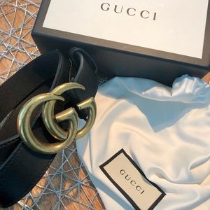 Authentic Gucci Double G Belt Blk w Store Reciept